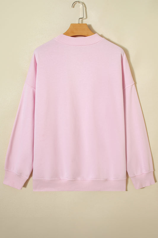 Light Pink Sweetheart Patchwork Oversize Sweatshirt