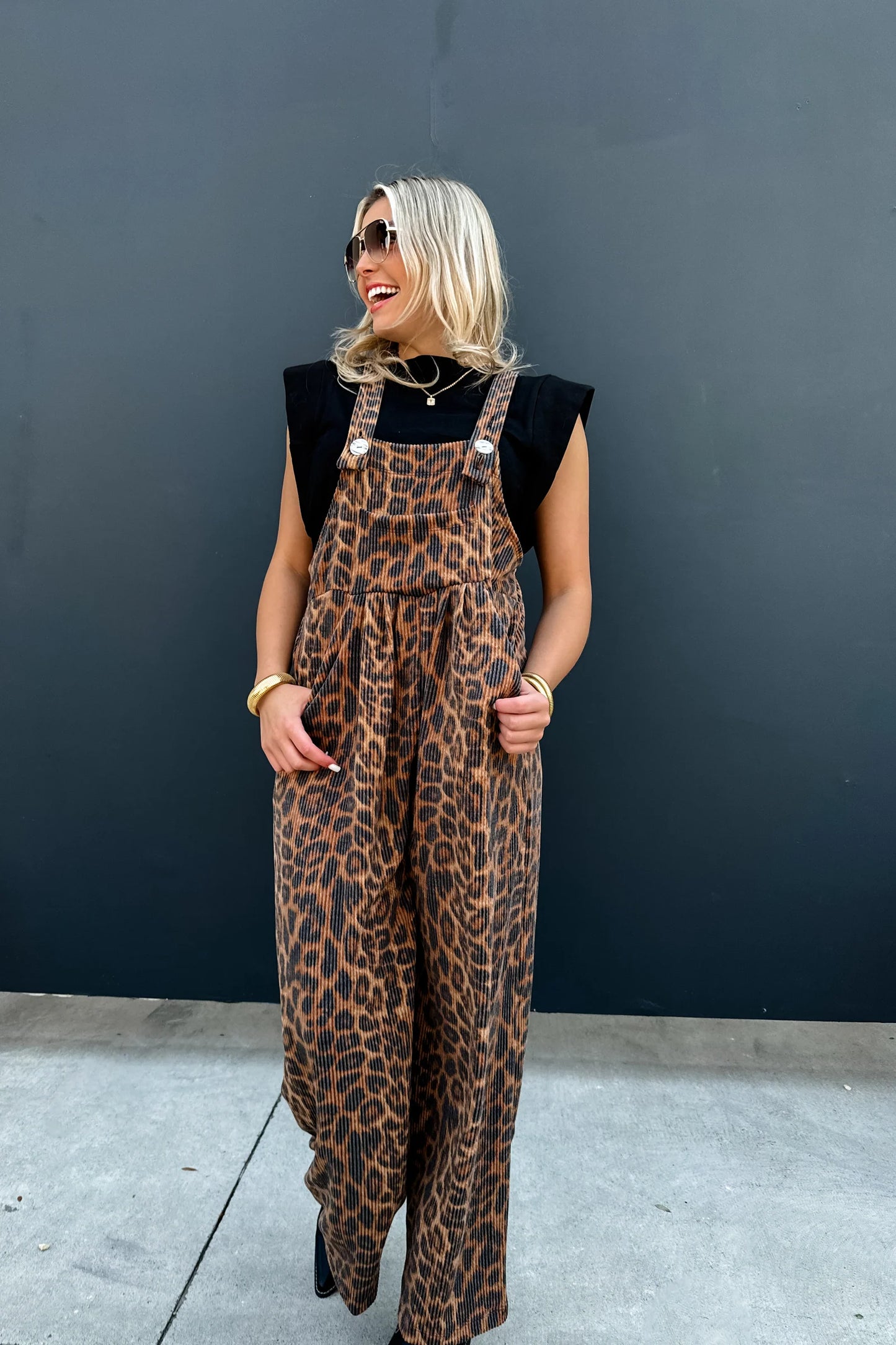 CHEETAH KARLI BOHO OVERALLS
