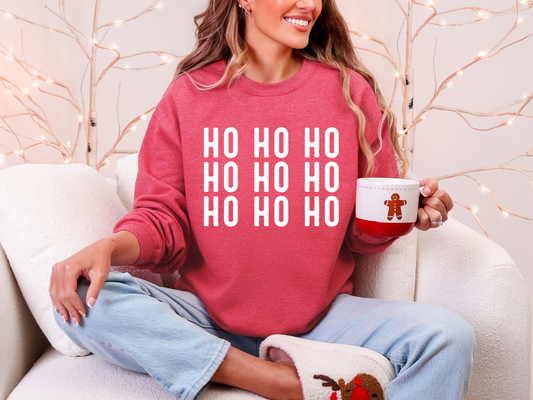Ho Ho Ho Stacked Graphic Tee and Sweatshirt
